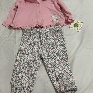 Little Me Pink and Gray Leopard Pajama Set Girls Size 6 Months New with Tags